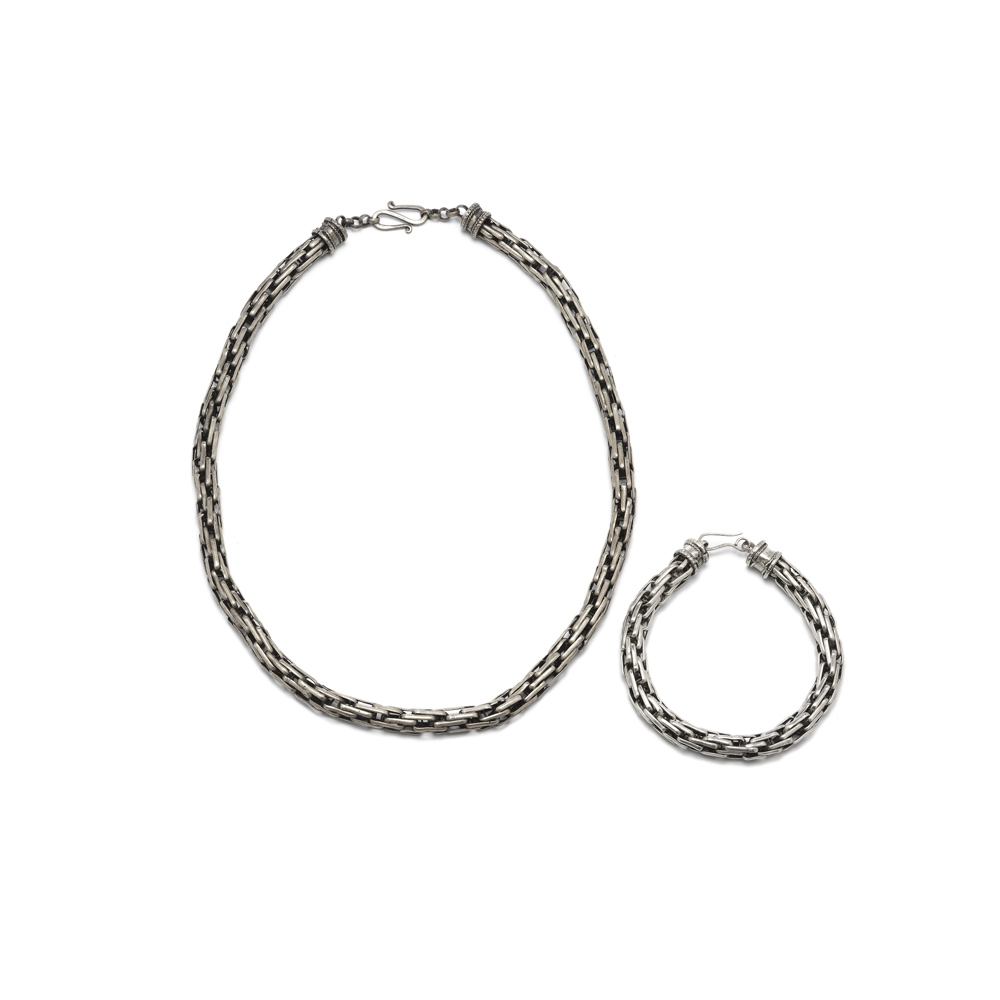 Schakel collier armband Chain necklace bracelet rechthoekig rectangular