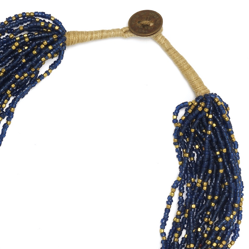 brons bronze mini kralen seed beads blue blauw