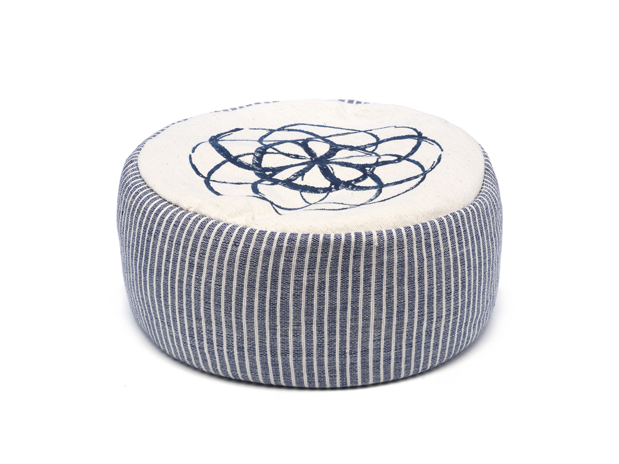 yoga poef Happinez pillow blue white flower of life