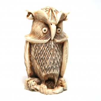 resin uil owl beeldje figurine netsuke