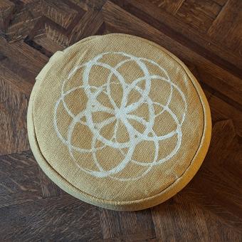 pillow flower of life mustard