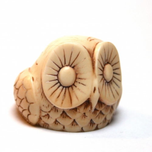 resin uil owl beeldje figurine netsuke