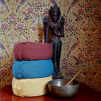 Yoga Kussen | Flower of Life | Mosterdgeel