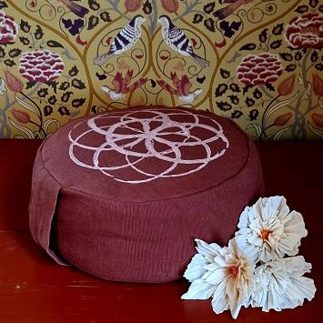Yoga Kussen | Flower of Life | Roodbruin