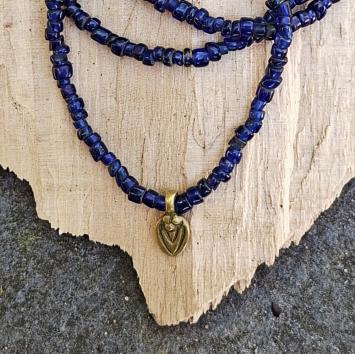 Collier | Bonda | Bronzen Bedel | Blauw