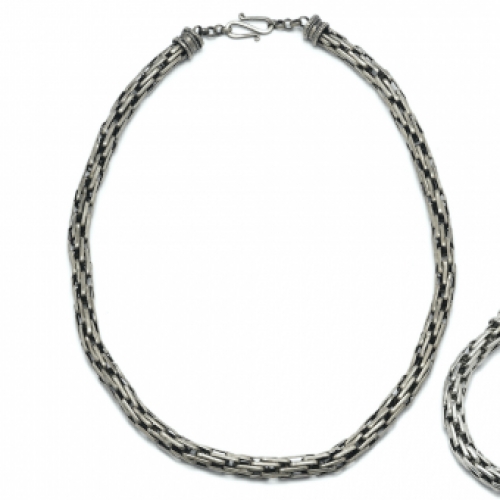 Schakel collier  Chain necklace rechthoekig rectangular