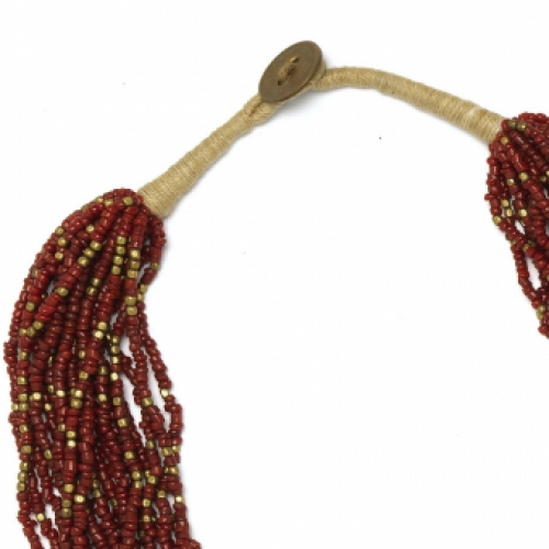 brons bronze mini kralen seed beads rood red