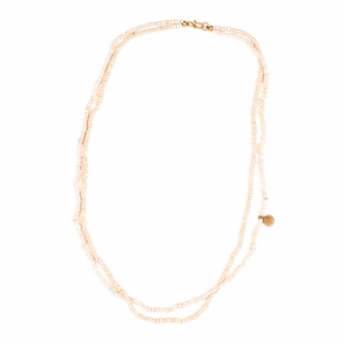Necklace seed beads mini glaskraaltjes Orissa Odisha spiral of life levensspiraal ecru