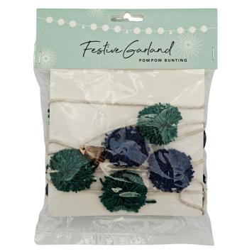 Pompom Bunting | Blauw-Groen